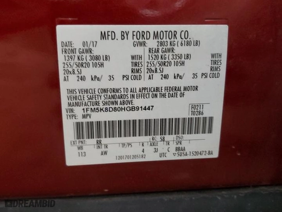 2017 Ford Explorer XLT with VIN 1FM5K8D80HGB91447, listed as a Copart auction lot 51487435 with 174,559 mi miles and Salvage Title. Bid and sale history available at carsss.com. Image 13.