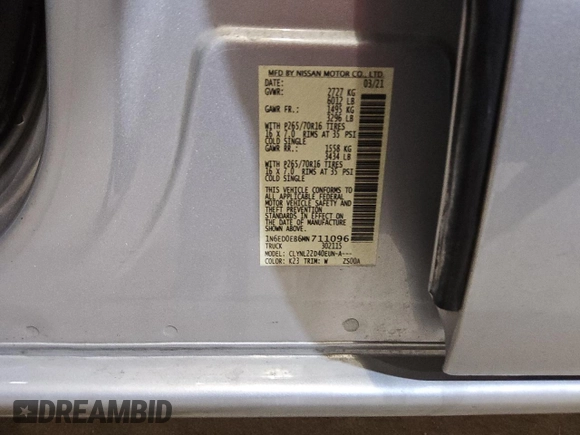 2021 Nissan Frontier SV with VIN 1N6ED0EB6MN711096, listed as a Copart auction lot 45743765 with 84,465 mi miles and Clean title. Bid and sale history available at DreamBid. Image 12.