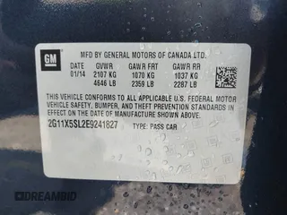 2014 Chevrolet Impala LS с VIN 2G11X5SL2E9241827, выставлен на аукционе IAAI как лот 41846190 с пробегом 128 314 миль миль и . История ставок и продаж доступна на DreamBid. Изображение 9.