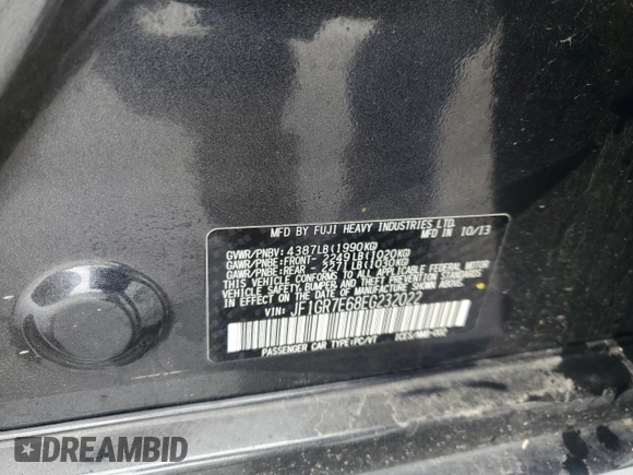 2014 Subaru WRX WRX Premium with VIN JF1GR7E68EG232022, listed as a Copart auction lot 56295655 with 91,246 mi miles and Salvage title. Bid and sale history available at DreamBid. Image 12.