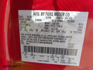 2008 Ford Escape XLT with VIN 1FMCU03138KB98896, listed as a IAAI auction lot 41845243 with 217,738 mi miles. Bid and sale history available at carsss.com. Image 9.