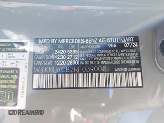 2024 Mercedes-Benz CLE 53 AMG z VIN W1KMJ6CB2RF039008, wystawiony jako IAAI lot #40972984 z przebiegiem 256 mil mil oraz . Historia ofert i sprzedaży dostępna na DreamBid. Obrazek 9.