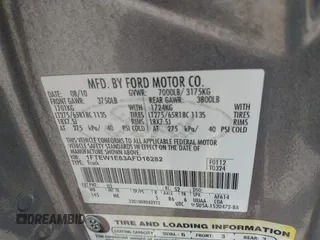 2010 Ford F-150 XL with VIN 1FTEW1E83AFD18282, listed as a IAAI auction lot 42653428 with 207,118 mi miles and . Bid and sale history available at DreamBid. Image 9.