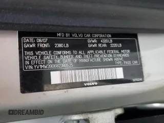 2008 Volvo V50 2.4L с VIN YV1MW390682380525, выставлен на аукционе Copart как лот 73524514 с пробегом 190 529 миль миль и Списание • Salvage title. История ставок и продаж доступна на DreamBid. Изображение 12.