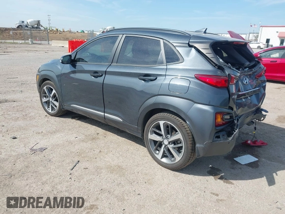 2021 Hyundai Kona Ultimate with VIN KM8K53A50MU601084, listed as a IAAI auction lot 41900099 with 56,171 mi miles. Bid and sale history available at carsss.com. Image 3.