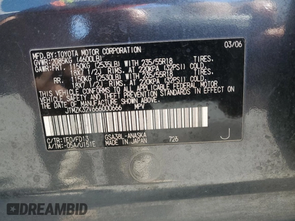 2006 Toyota RAV4 Sport with VIN JTMZK32V666000666, listed as a Copart auction lot 48623075 with 168,859 mi miles and Clean Title. Bid and sale history available at carsss.com. Image 13.
