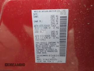 2013 Nissan Pathfinder SV with VIN 5N1AR2MM0DC654824, listed as a IAAI auction lot 41747859 with 162,673 mi miles. Bid and sale history available at carsss.com. Image 9.