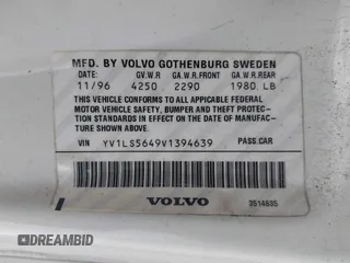 1997 Volvo 850 с VIN YV1LS5649V1394639, выставлен на аукционе IAAI как лот 41823556 с пробегом 110 220 миль миль и . История ставок и продаж доступна на DreamBid. Изображение 9.