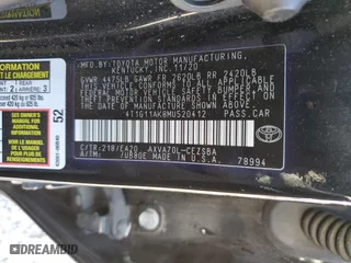 2021 Toyota Camry SE Nightshade with VIN 4T1G11AK8MU520412, listed as a Copart auction lot 49348005 with 61,322 mi miles and Salvage Title. Bid and sale history available at carsss.com. Image 13.