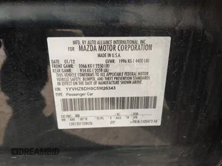 2012 Mazda Mazda6 i Touring with VIN 1YVHZ8DH9C5M26343, listed as a IAAI auction lot 41860721 with 139,663 mi miles. Bid and sale history available at carsss.com. Image 9.