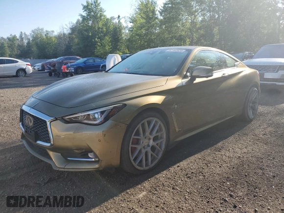 2017 Infiniti Q60 Red Sport 400 with VIN JN1FV7EL0HM700972, listed as a Copart auction lot 62163635 with 124,364 mi miles and Clean title. Bid and sale history available at DreamBid. Image 1.
