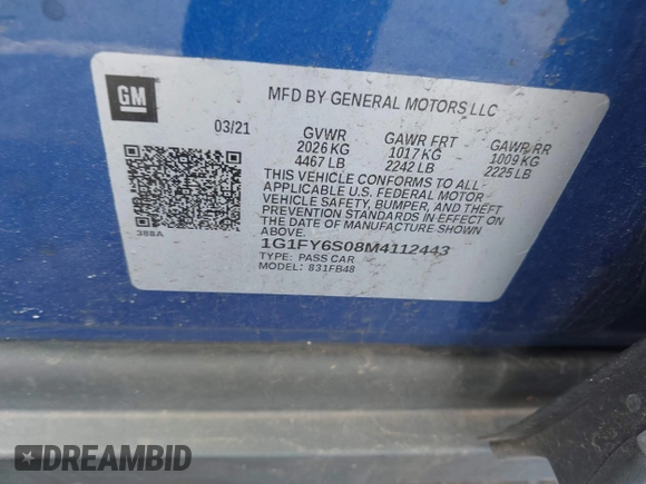 2021 Chevrolet Bolt EV LT z VIN 1G1FY6S08M4112443, wystawiony jako IAAI lot #42045018 z przebiegiem 38 920 mil mil oraz . Historia ofert i sprzedaży dostępna na DreamBid. Obrazek 9.