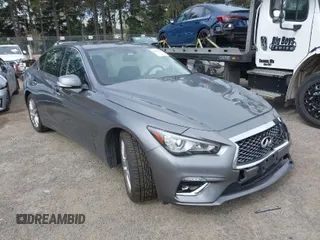 2021 Infiniti Q50 Luxe with VIN JN1EV7BR9MM755760, listed as a IAAI auction lot 41999322 with 60,978 mi miles and . Bid and sale history available at carsss.com. Image 1.