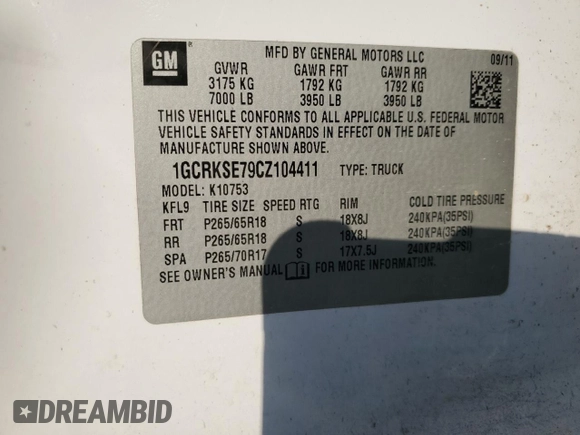 2012 Chevrolet Silverado 1500 LT with VIN 1GCRKSE79CZ104411, listed as a Copart auction lot 53514785 with 156,714 mi miles and Salvage Title. Bid and sale history available at DreamBid. Image 14.