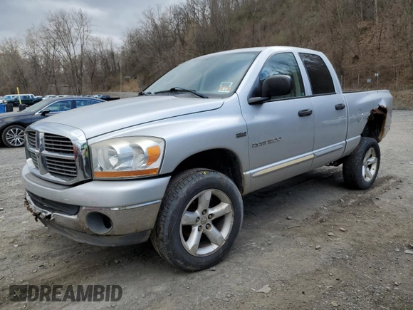 2006 Dodge 1500 SLT with VIN 1D7HU18276J139845, listed as a Copart auction lot 53490135 with 153,214 mi miles and Salvage Title. Bid and sale history available at carsss.com. Image 1.