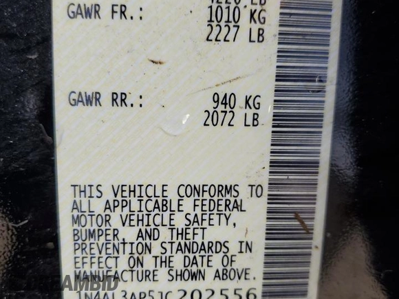 2018 Nissan Altima S with VIN 1N4AL3AP5JC202556, listed as a Copart auction lot 48395605 with 107,902 mi miles and Salvage Title. Bid and sale history available at DreamBid. Image 12.