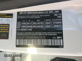 2015 Mercedes-Benz GL-Class GL 550 with VIN 4JGDF7DE9FA467835, listed as a Copart auction lot 83979504 with 108,098 mi miles and Salvage Title. Bid and sale history available at carsss.com. Image 13.