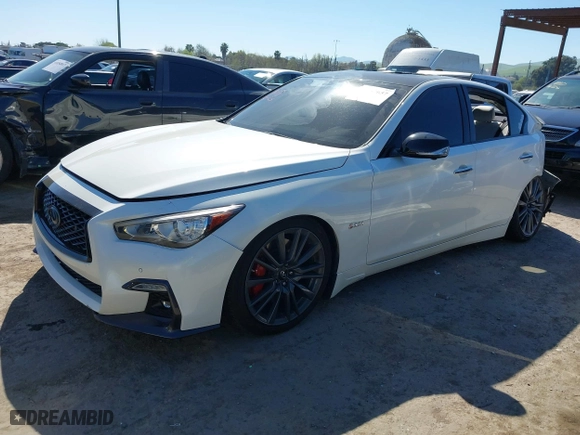 2020 Infiniti Q50 RED SPORT 400 with VIN JN1FV7APXLM630253, listed as a IAAI auction lot 41867657 with 65,304 mi miles. Bid and sale history available at carsss.com. Image 18.