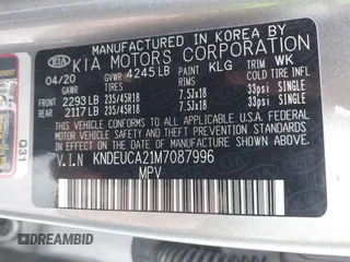 2021 Kia Seltos S with VIN KNDEUCA21M7087996, listed as a IAAI auction lot 41582039 with 59,644 mi miles. Bid and sale history available at carsss.com. Image 9.