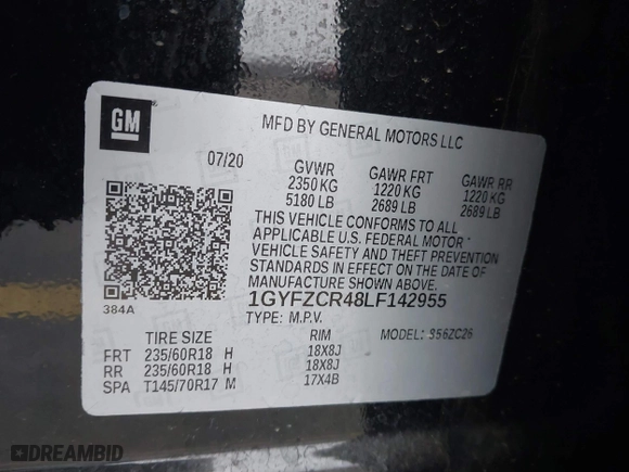 2020 Cadillac XT4 FWD Premium Luxury with VIN 1GYFZCR48LF142955, listed as a IAAI auction lot 41255161 with 39,830 mi miles. Bid and sale history available at carsss.com. Image 9.