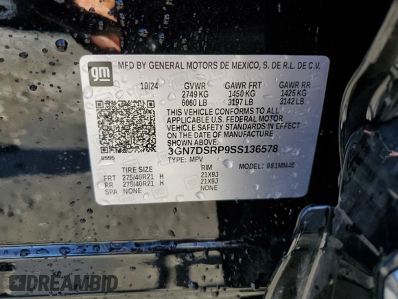 2025 Chevrolet Equinox EV RS z VIN 3GN7DSRP9SS136578, wystawiony jako Copart lot #51907495 z przebiegiem 1 991 mil mil oraz Szkoda całkowita • Salvage title. Historia ofert i sprzedaży dostępna na DreamBid. Obrazek 14.