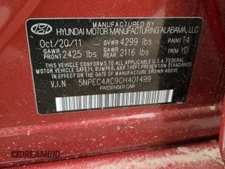 2012 Hyundai Sonata Limited z VIN 5NPEC4AC9CH401499, wystawiony jako Copart lot #63956203 z przebiegiem 198 273 mil mil oraz Szkoda całkowita • Salvage title. Historia ofert i sprzedaży dostępna na DreamBid. Obrazek 12.