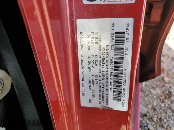2016 Mazda 3 i Sport with VIN JM1BM1U70G1300894, listed as a Copart auction lot 46306235 with Not Provided miles and Salvage Title. Bid and sale history available at DreamBid. Image 13.