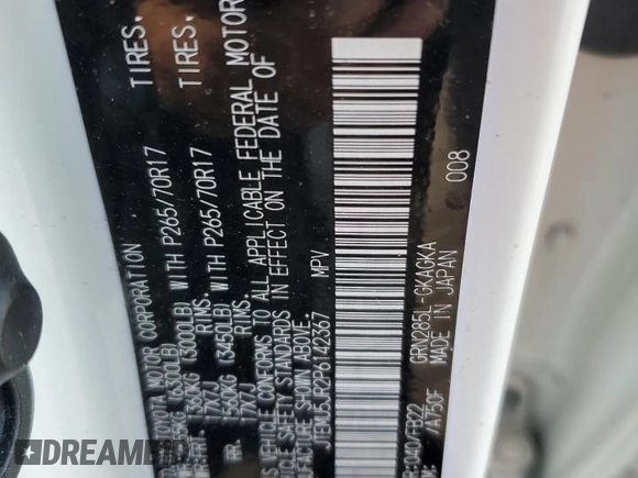 2023 Toyota 4Runner SR5 с VIN JTEMU5JR2P6142367, выставлен на аукционе Copart как лот 42366965 с пробегом 8 081 миль миль и На запчасти • Non repairable. История ставок и продаж доступна на DreamBid. Изображение 14.