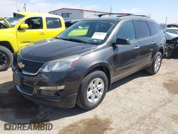 2015 Chevrolet Traverse LS z VIN 1GNKVFED7FJ203566, wystawiony jako IAAI lot #41783373 z przebiegiem 147 309 mil mil oraz . Historia ofert i sprzedaży dostępna na DreamBid. Obrazek 2.