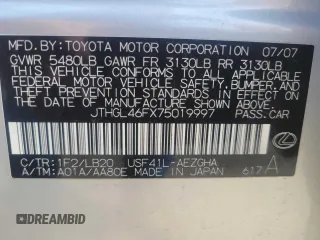2007 Lexus LS 460 L с VIN JTHGL46FX75019997, выставлен на аукционе Copart как лот 65532475 с пробегом 132 084 миль миль и Чистый • Clean title. История ставок и продаж доступна на DreamBid. Изображение 10.