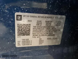 2019 Chevrolet Trax LT with VIN 3GNCJLSB2KL405526, listed as a Copart auction lot 47276885 with 55,054 mi miles and Salvage Title. Bid and sale history available at carsss.com. Image 15.