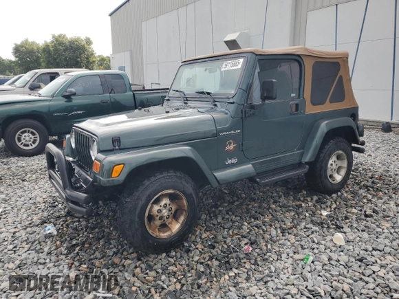 2002 Jeep Wrangler Sahara with VIN 1J4FA59S52P763290, listed as a Copart auction lot 59115665 with 129,479 mi miles and Non repairable. Bid and sale history available at DreamBid. Image 1.