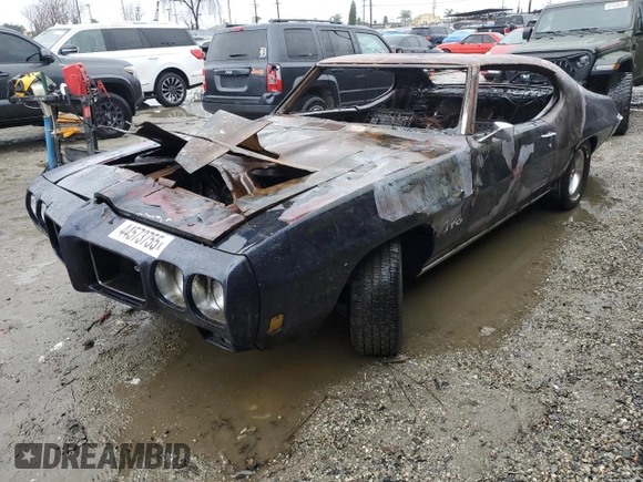 1970 Pontiac GTO z VIN 242370Z111774, wystawiony jako Copart lot #44573755 z przebiegiem Nie podano mil oraz Nie do naprawy • Non repairable. Historia ofert i sprzedaży dostępna na DreamBid. Obrazek 1.