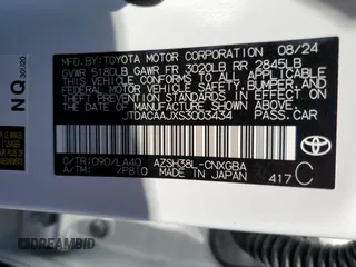 2025 Toyota Crown XLE с VIN JTDACAAJXS3003434, выставлен на аукционе Copart как лот 52637715 с пробегом 4 783 миль миль и Списание • Salvage title. История ставок и продаж доступна на DreamBid. Изображение 13.