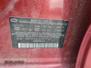2013 Hyundai Elantra GLS with VIN 5NPDH4AE4DH437567, listed as a Copart auction lot 59513645 with 32,143 mi miles and Salvage title. Bid and sale history available at DreamBid. Image 12.