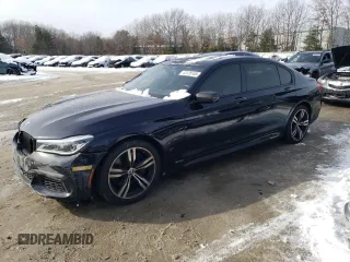 2018 BMW 7 Series 750i xDrive with VIN WBA7F2C51JB238720, listed as a Copart auction lot 43120165 with 75,271 mi miles and Non Repairable. Bid and sale history available at carsss.com. Image 1.