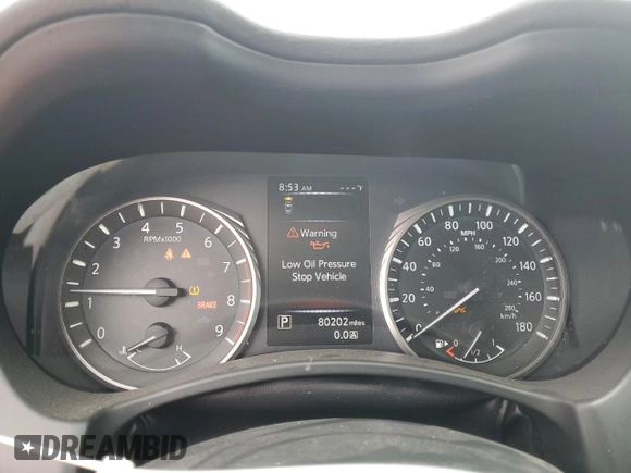 2019 Infiniti Q50 Luxe with VIN JN1EV7AP5KM519698, listed as a Copart auction lot 53374145 with 80,202 mi miles and Salvage title. Bid and sale history available at DreamBid. Image 9.