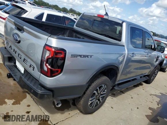 2024 Ford Ranger LARIAT with VIN 1FTER4JH5RLE19786, listed as a Copart auction lot 74039224 with 0 mi miles and Salvage Title. Bid and sale history available at carsss.com. Image 3.
