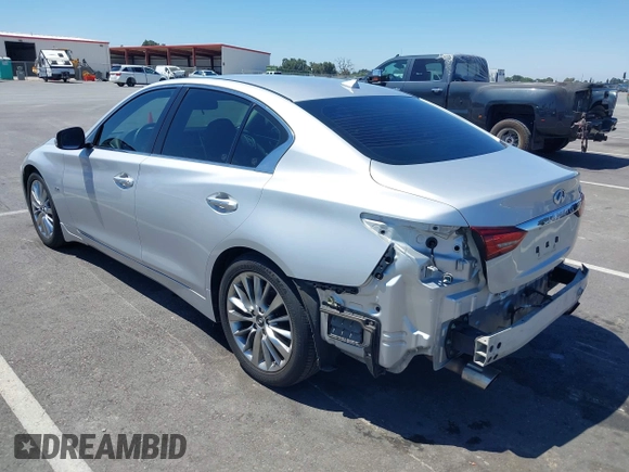 2018 Infiniti Q50 Luxe with VIN JN1EV7AP6JM352203, listed as a IAAI auction lot 42708336 with 79,994 mi miles and . Bid and sale history available at DreamBid. Image 3.