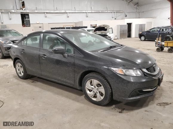 2015 Honda Civic Sedan LX with VIN 19XFB2F58FE117098, listed as a Copart auction lot 48234725 with 53,588 mi miles and Salvage Title. Bid and sale history available at carsss.com. Image 4.