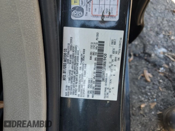 2010 Mercury Milan Hybrid with VIN 3MEDM0L37AR619450, listed as a Copart auction lot 75274114 with 187,696 mi miles and Salvage Title. Bid and sale history available at carsss.com. Image 13.