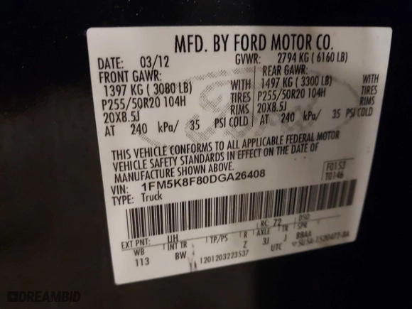 2013 Ford Explorer Limited with VIN 1FM5K8F80DGA26408, listed as a IAAI auction lot 41815421 with 200,012 mi miles. Bid and sale history available at carsss.com. Image 9.
