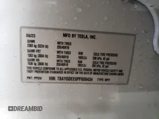 2023 Tesla Model Y Long Range with VIN 7SAYGDEE6PF806434, listed as a Copart auction lot 51455035 with Not Provided miles and Salvage Title. Bid and sale history available at DreamBid. Image 12.