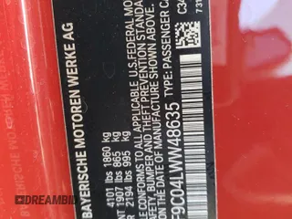 2020 BMW Z4 sDriveM40i with VIN WBAHF9C04LWW48635, listed as a Copart auction lot 56956824 with 8,288 mi miles and Salvage Title. Bid and sale history available at carsss.com. Image 12.