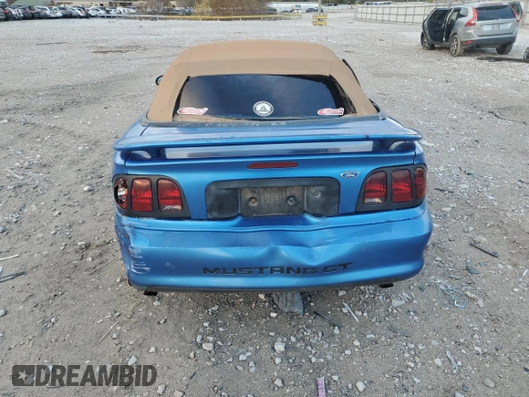 1996 Ford Mustang GT with VIN 1FALP45X2TF178232, listed as a Copart auction lot 76529834 with 144,505 mi miles and Salvage Title. Bid and sale history available at carsss.com. Image 6.