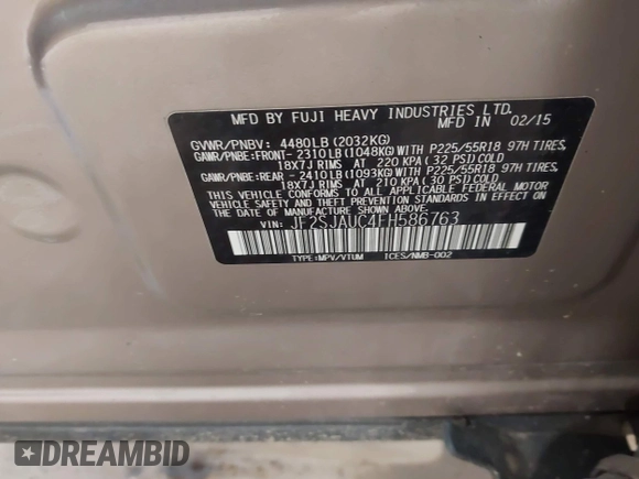 2015 Subaru Forester Touring z VIN JF2SJAUC4FH586763, wystawiony jako IAAI lot #42160456 z przebiegiem 59 412 mil mil oraz . Historia ofert i sprzedaży dostępna na DreamBid. Obrazek 9.