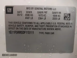 2013 Chevrolet Malibu ECO with VIN 1G11F5RR5DF115111, listed as a IAAI auction lot 41293917 with 118,798 mi miles. Bid and sale history available at carsss.com. Image 9.