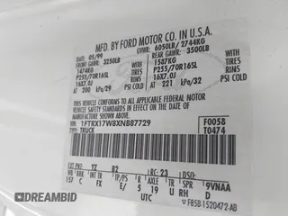 1999 Ford F-150 with VIN 1FTRX17W8XNB87729, listed as a IAAI auction lot 42730244 with Not provided miles and . Bid and sale history available at DreamBid. Image 9.