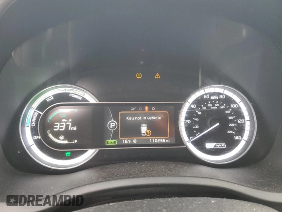 2017 Kia Niro FE with VIN KNDCB3LCXH5060509, listed as a Copart auction lot 45467595 with 110,236 mi miles and Salvage Title. Bid and sale history available at carsss.com. Image 9.