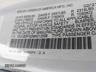 2021 Acura TLX Technology with VIN 19UUB5F42MA012008, listed as a IAAI auction lot 42154951 with 34,876 mi miles and . Bid and sale history available at DreamBid. Image 9.